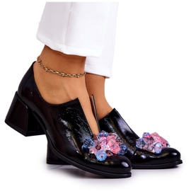 PA2 Kožne glatke cipele s crnim Delaver ukrasom crna