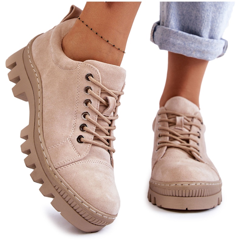 S.Barski Ženske antilop cipele zavezane bež Mayson