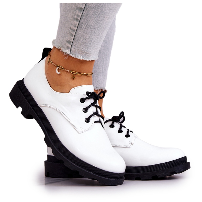 S.Barski Ženske klasične broge Oxford White Colton bijela