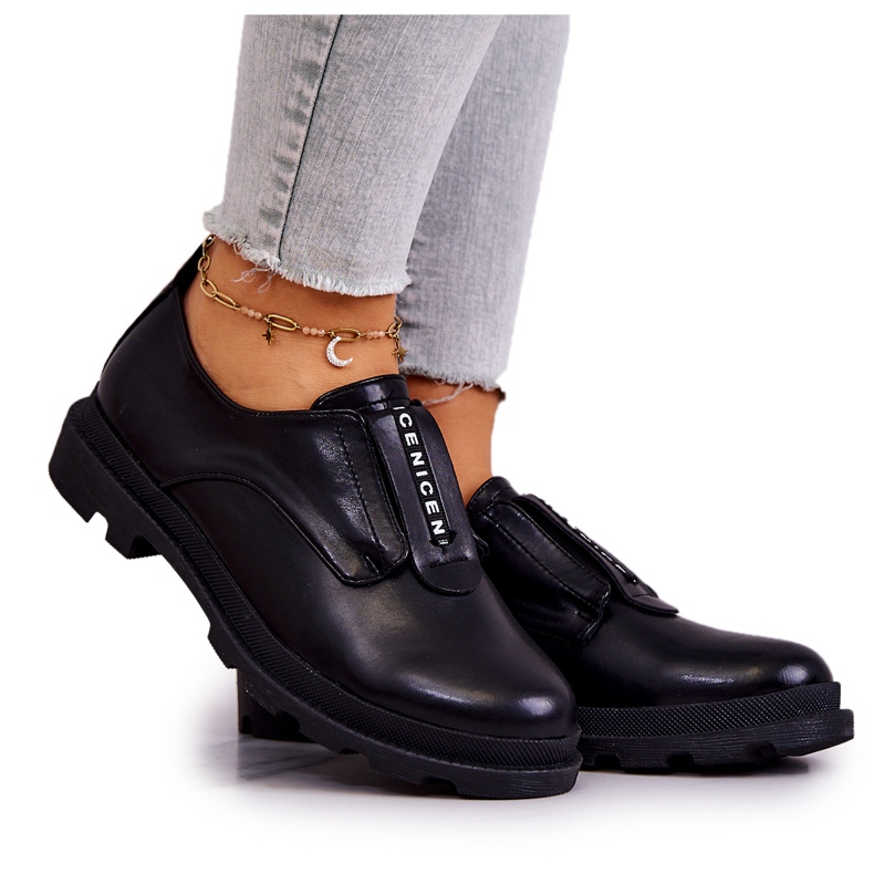 S.Barski Ženske kožne slip-on cipele Crne Kirstee crno