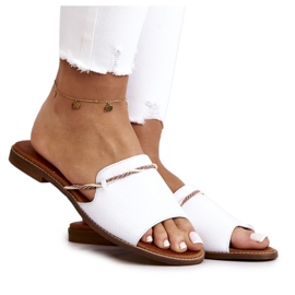 Lewski Shoes Kožne papuče Lewski Cipele 3047 Bijele bijela