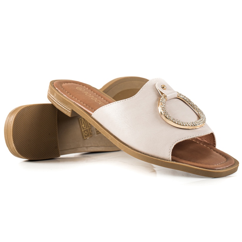 W. Potocki Bež papuče s ornamentom Potocki