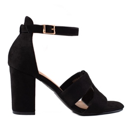 Evento Sandale na visoku petu od antilopa crna