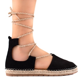 Lucky Shoes Vezane crne espadrile crna