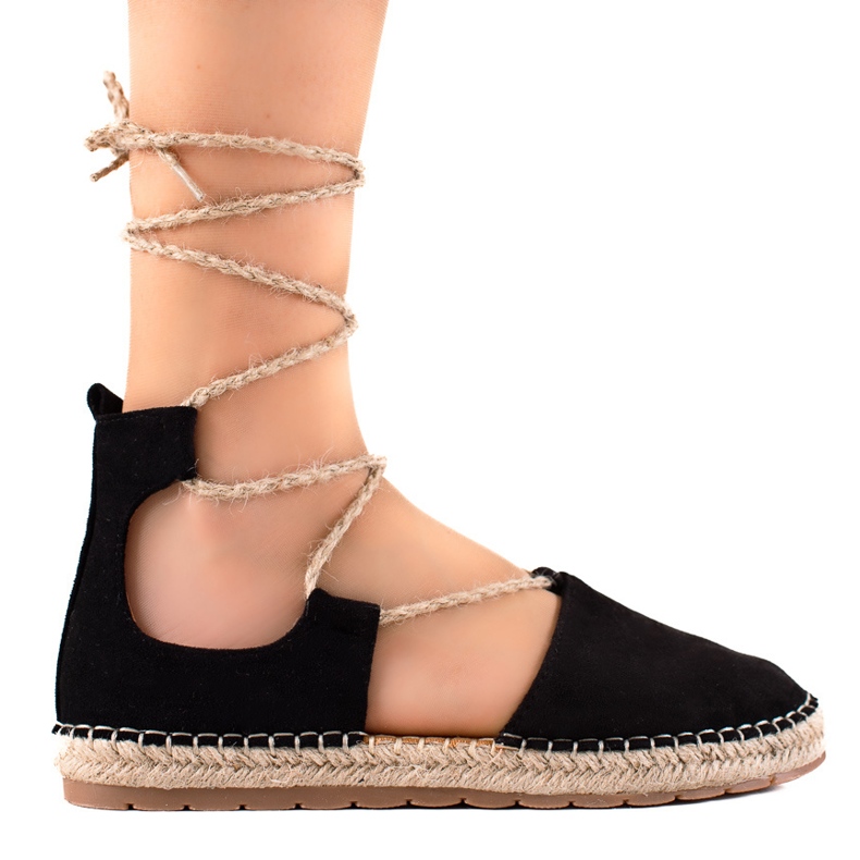 Lucky Shoes Vezane crne espadrile crno