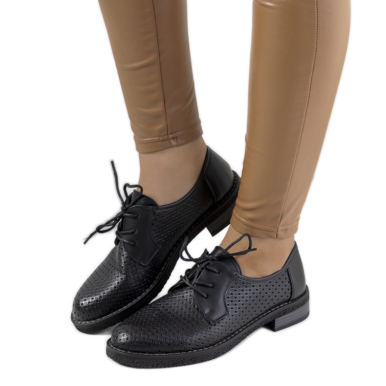 Crne Ortensia otvorene oksfordske cipele crno