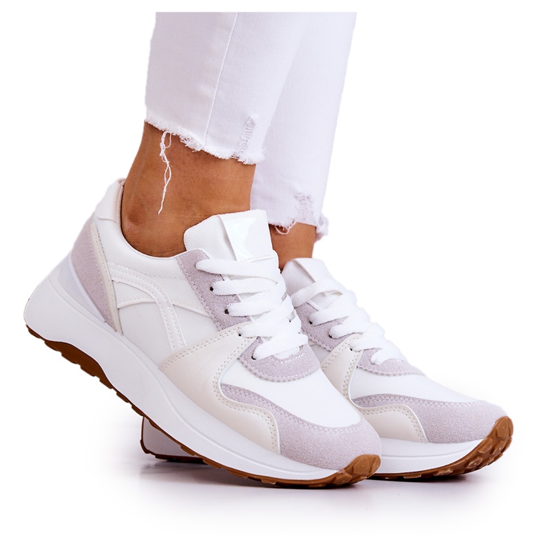 FG2 Bijelo-sive sportske cipele Coryse zavezane bijela siva