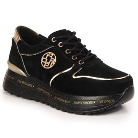 Kožne tenisice na platformi Filippo W PAW330 crne crna