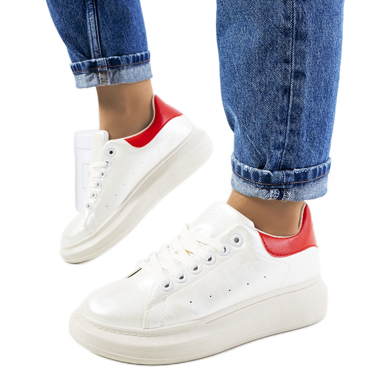 Bijele biserne ženske Neera tenisice bijela crvena