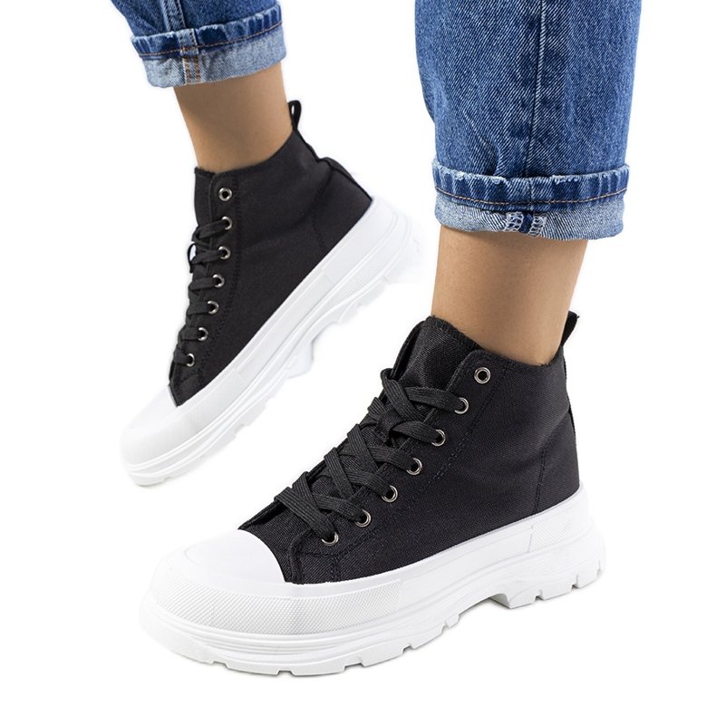 Crne tenisice visoke do gležnja na platformi Boyes crno