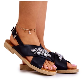 FW1 Udobne ženske sandale s crnim ukrasom Irvine crna