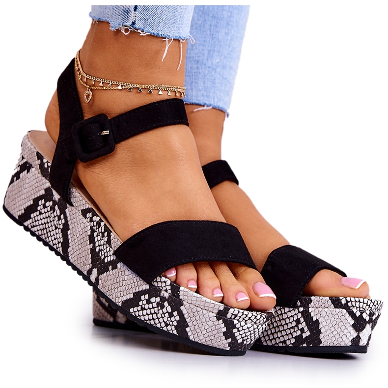 FW1 Antilop sandale na crno-bijeloj platformi Sariah bijela