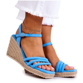 FJ1 Louisiana plave antilop sandale na klin plava