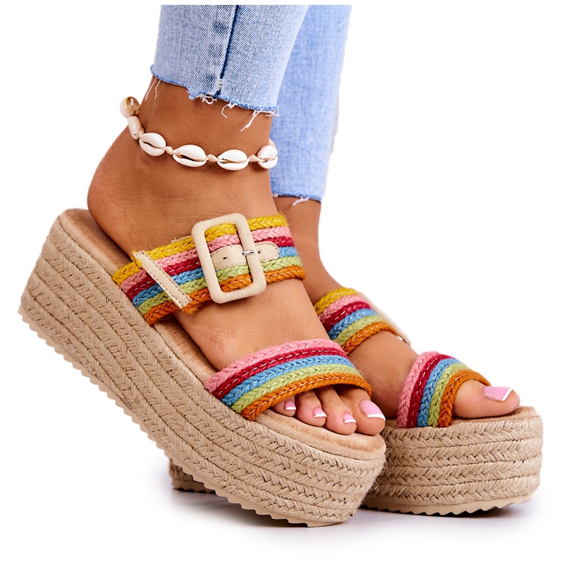 FJ1 Ženske papuče na platformi višebojni Lazare raznobojna