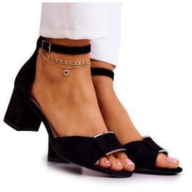 Sergio Leone Sandale od antilopa s crnim ukrasom Floren crna