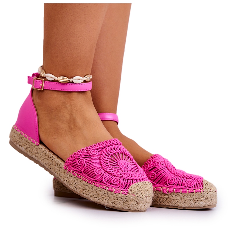 FE1 Ženske espadrile na pletenoj platformi Fuchsia Calise ružičasta