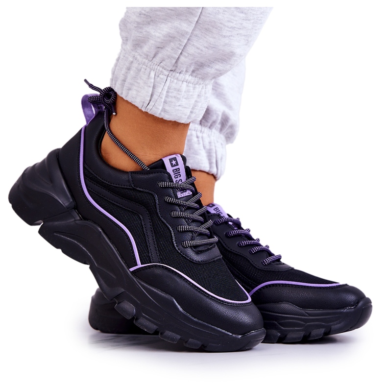 Memory Foam Big Star JJ274786 Crne sportske cipele crno ljubičasta