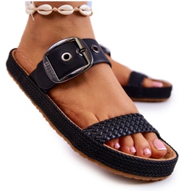 Modne papuče s kopčom Big Star JJ274730 Crna