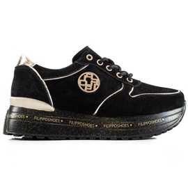 Filippo Kožne modne tenisice crna