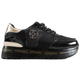 Filippo Modne kožne tenisice crna zlatni