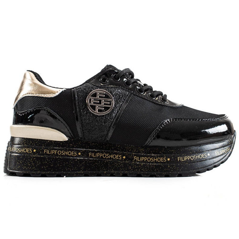 Filippo Modne kožne tenisice crno zlatna