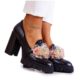 PA2 Elegantne pumpice s crnim ukrasom od zmija Caterine crna