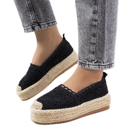 Crne čipkane espadrile na platformi Akker crna