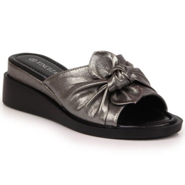 Papuče na klin Vinceza W JAN115B srebrna srebro