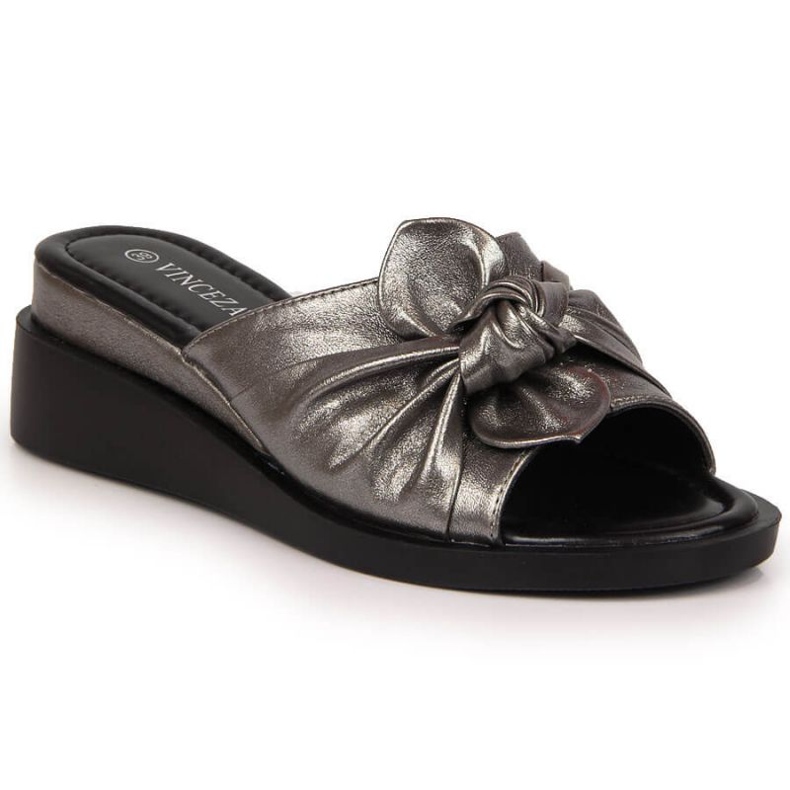 Papuče na klin Vinceza W JAN115B srebrna srebro