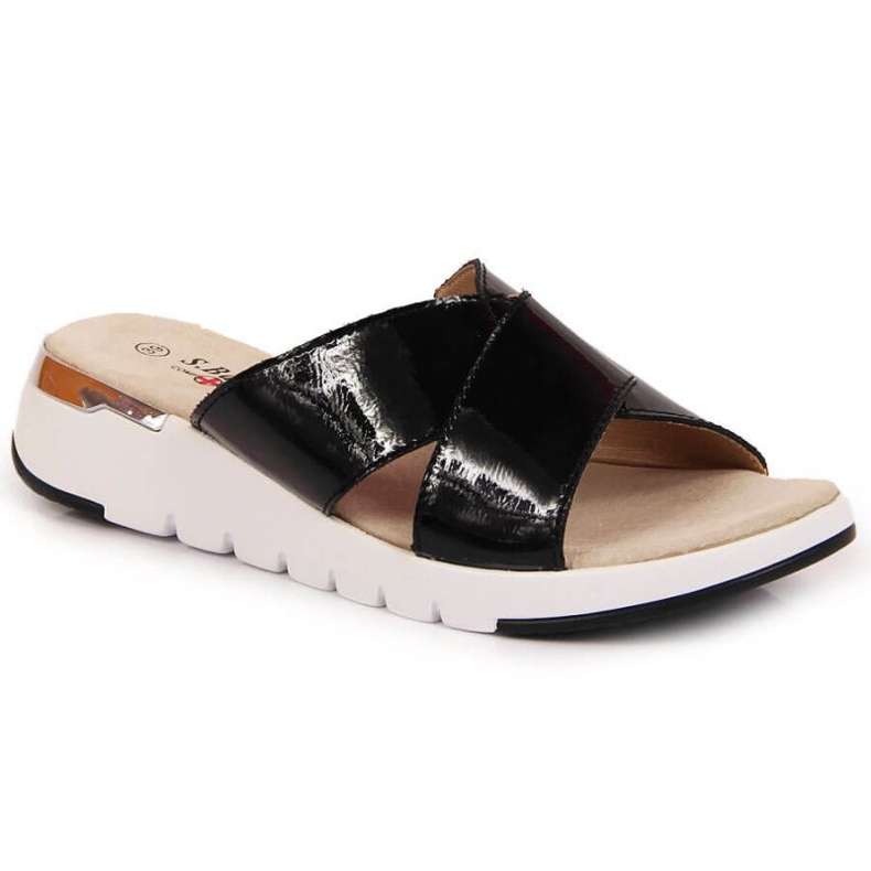 Papuče od lakirane kože S. Barski W OLI159A crne crno