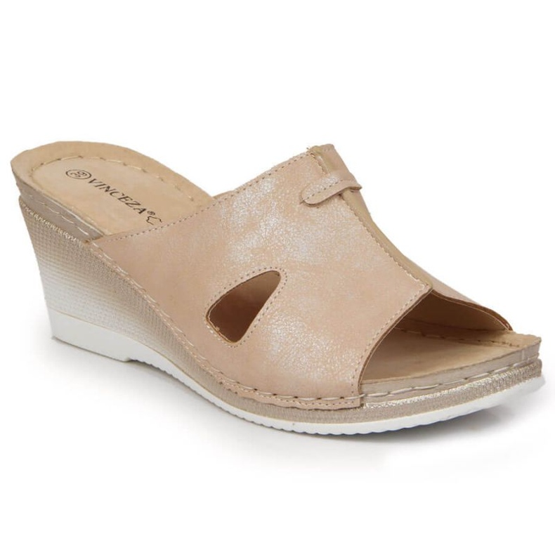 Papuče na klin Vinceza W JAN105 bež