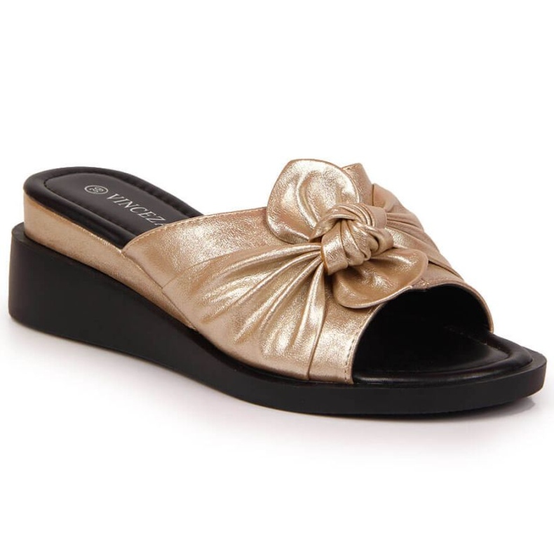 Papuče na klin Vinceza W JAN115A zlatne zlatna