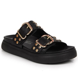 Papuče sa zakovicama Bugatti JJ253070 W INT1720A crne crna