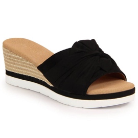 Papuče na klin Potocki W WOL71A crne crna