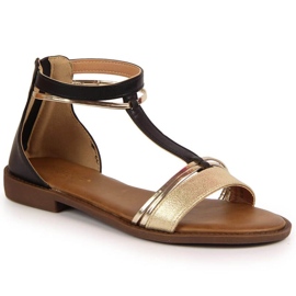 Rimske sandale Potocki W WOL73A crne crna zlatni