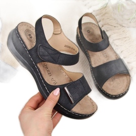 Crne eVento W EVE223D sandale na klin crna