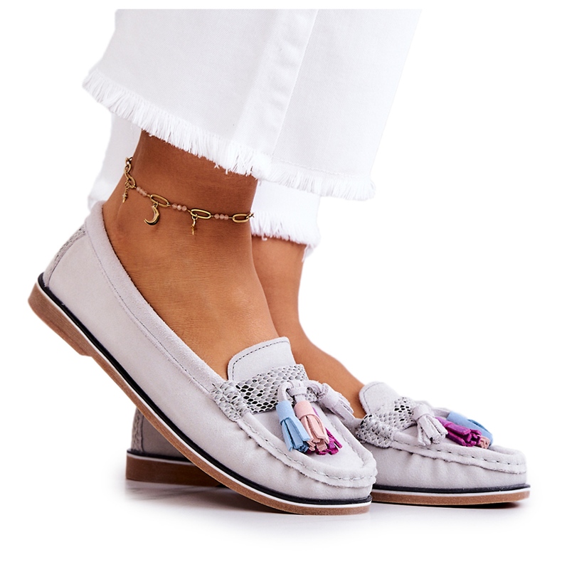 Ženske antilop mokasinke s resama, siva Laressa