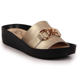 Kožne papuče s lančićem Filippo W PAW345B zlatne boje zlatni