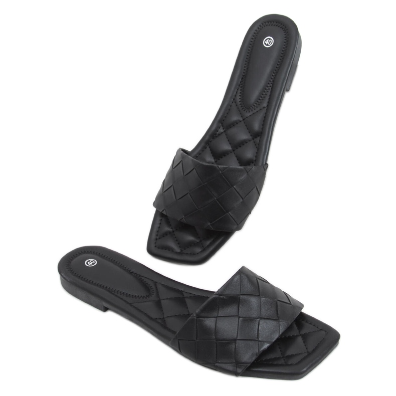 Sahar crne papuče s četvrtastim potplatom crno