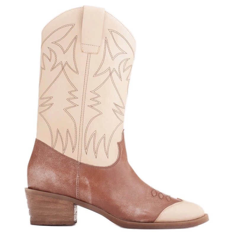 Marco Shoes Vezene kaubojske čizme, vintage efekt kože bež smeđa