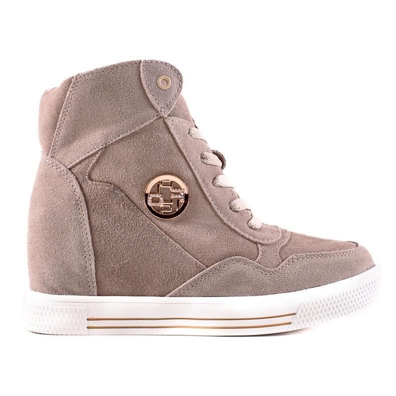 Filippo Kožne tenisice na wedge bež