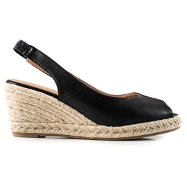Clowse Sandale na klin od slame crna