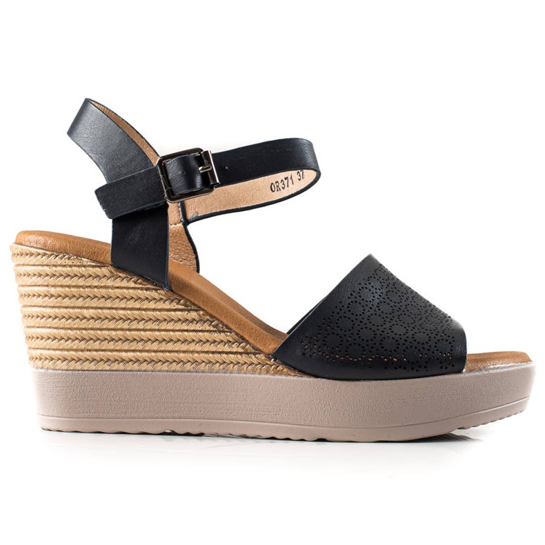 Clowse Lagane sandale na klinastu petu crno