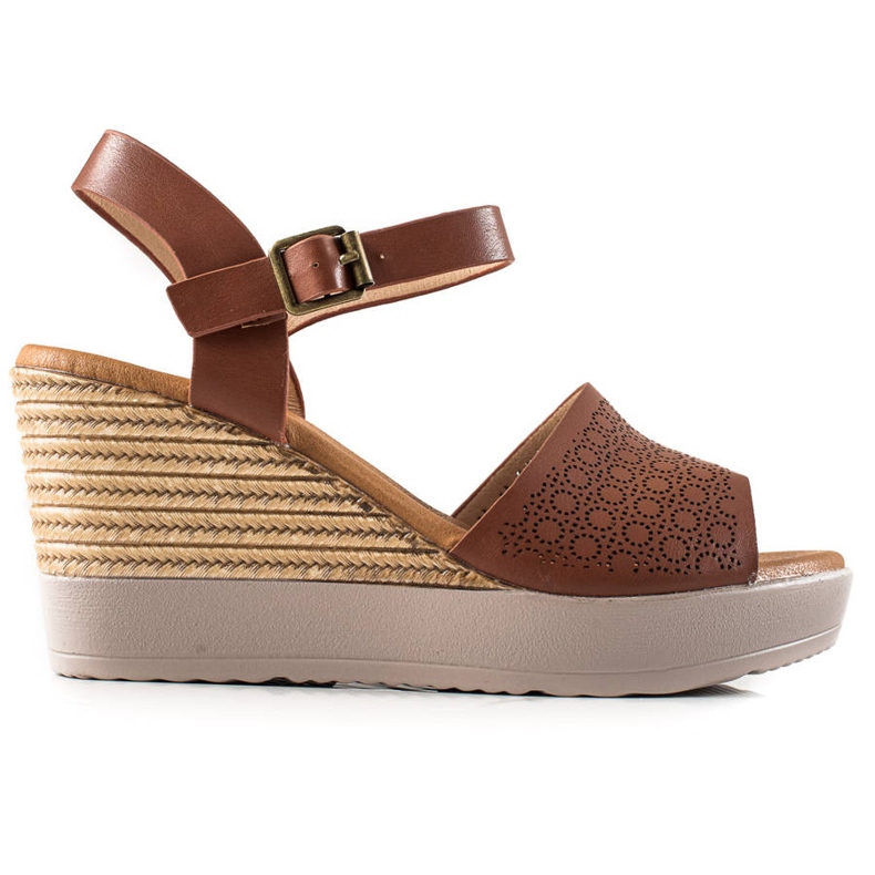 Clowse Lagane sandale na klinastu petu smeđa