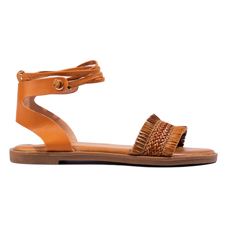 TRENDI Vezane sandale smeđa žuta boja