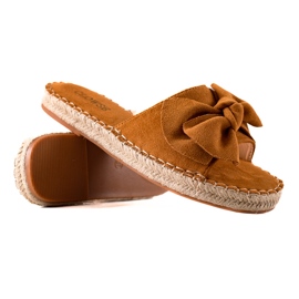 TRENDI Smeđe papuče s mašnom smeđa