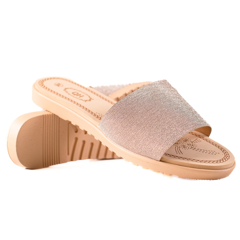 TRENDI Svjetlucave papuče bež