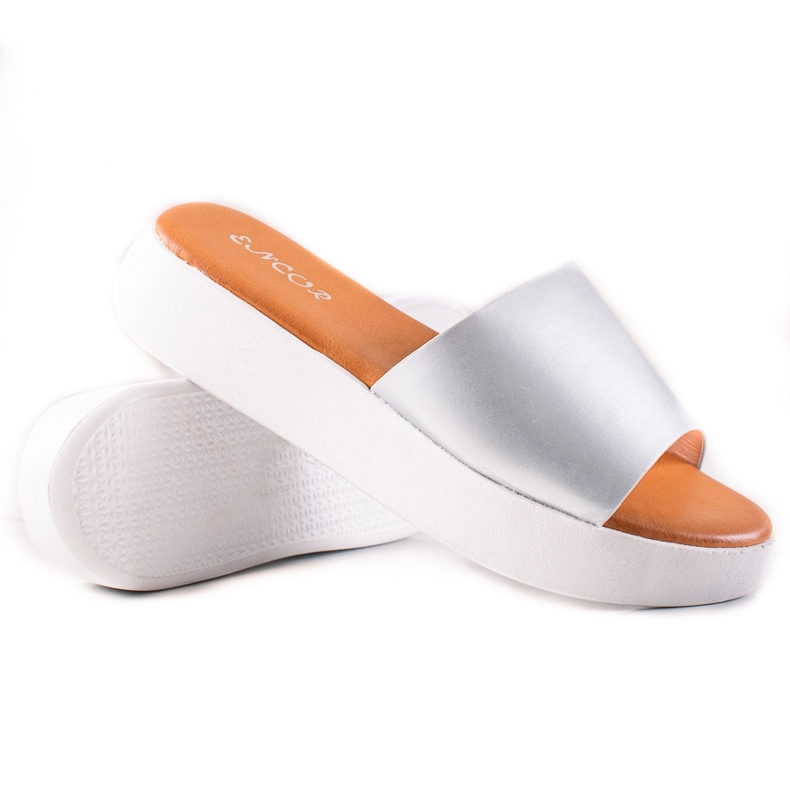 Encor Srebrne papuče na platformi srebro