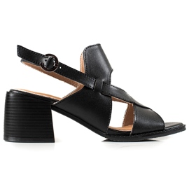 Kožne sandale na visoku petu LA.FI crna