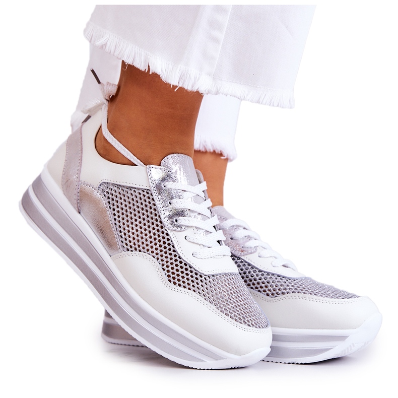 S.Barski Ženske sportske cipele Tenisice bijelo-srebrne Bourne bijela